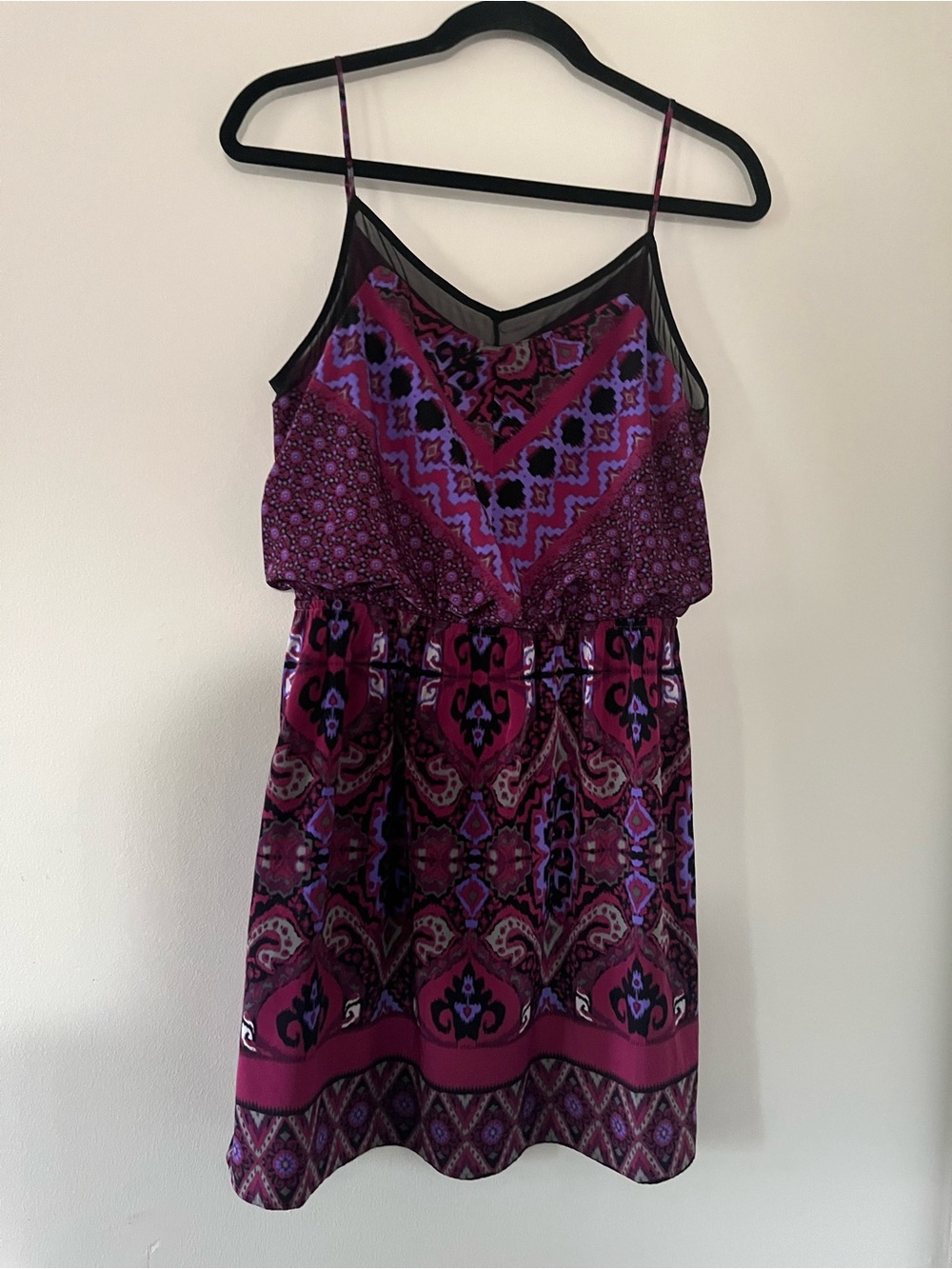Express Pink Purple Scarf Print Mini Dress Small Resort Vacation Artsy Beach